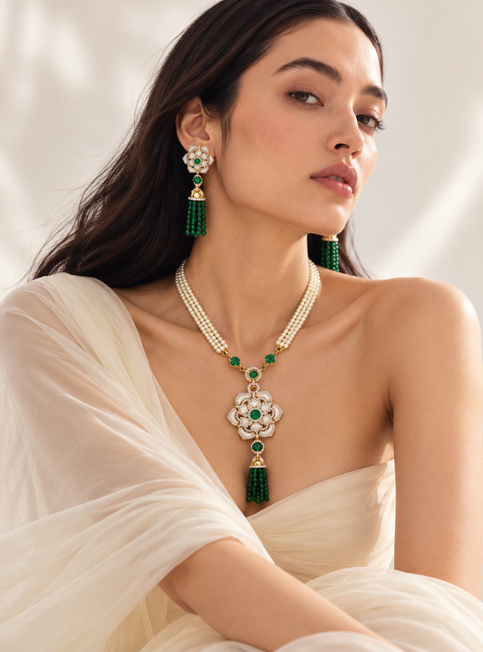 Emerald Bloom Mother of Pearl Set