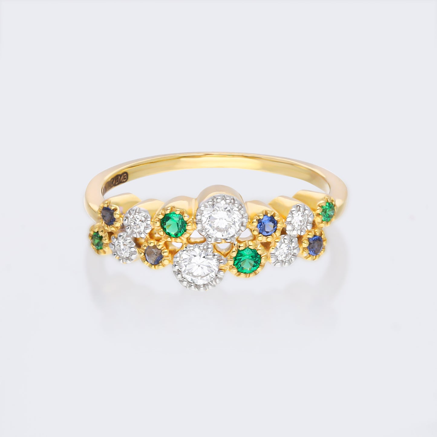 GLOBULE  BLUE & GREEN ONYZ GEM STONE DIAMOND RING